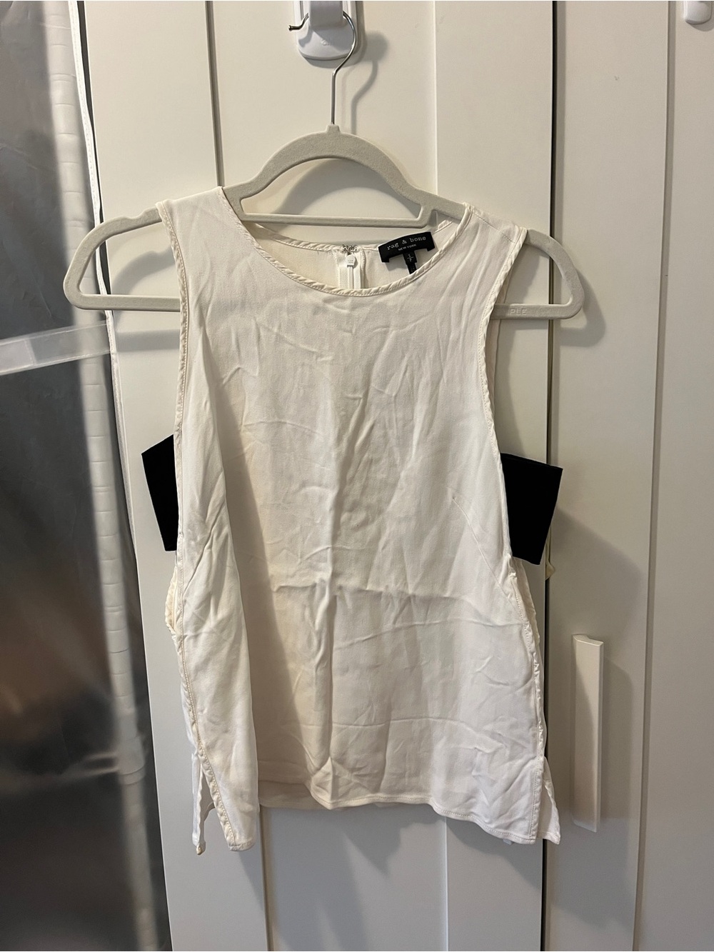 Rag & Bone White Sleeveless Tie-Side Tank Top